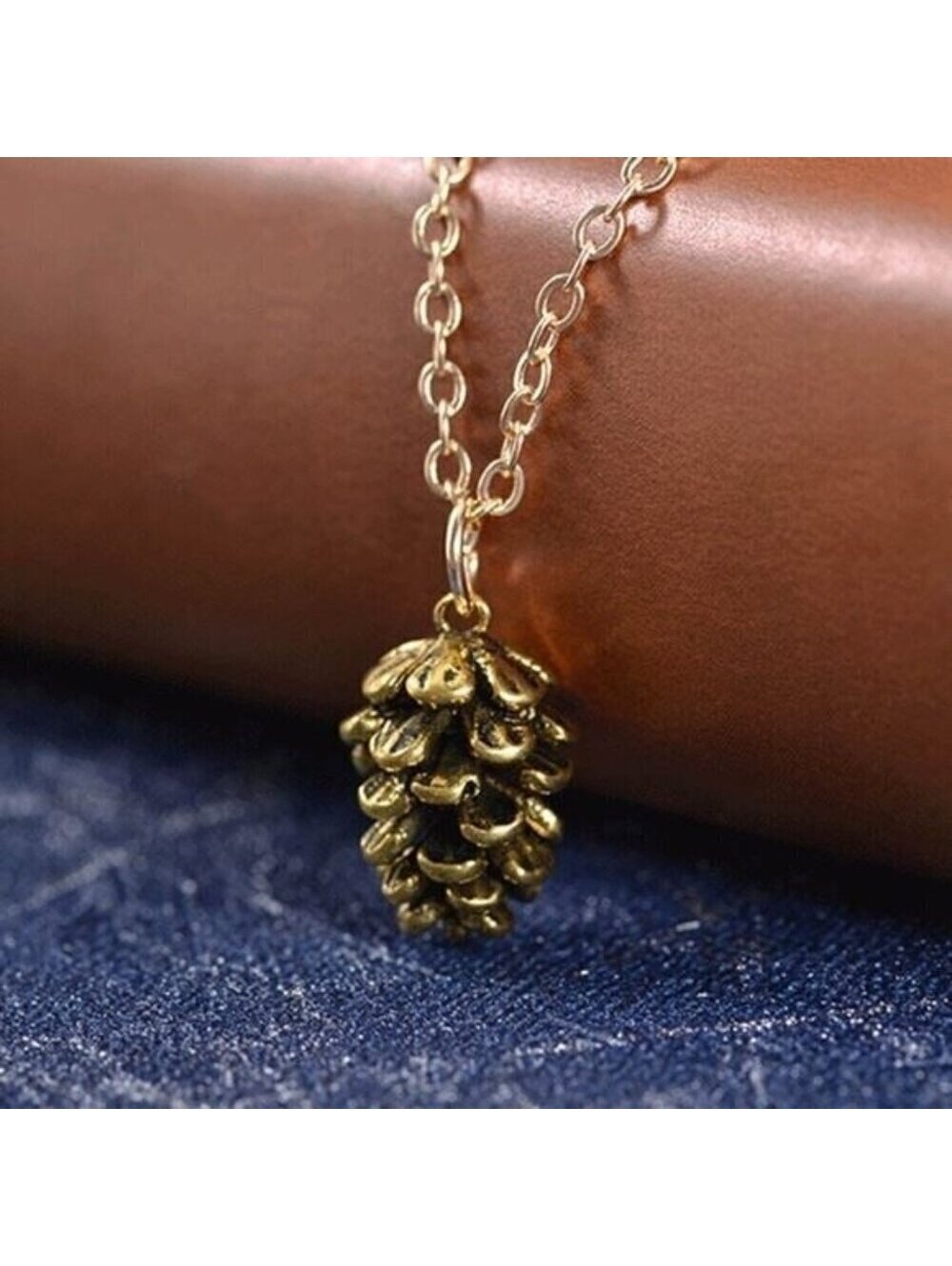 Gold Little Pinecone Pendant Necklace